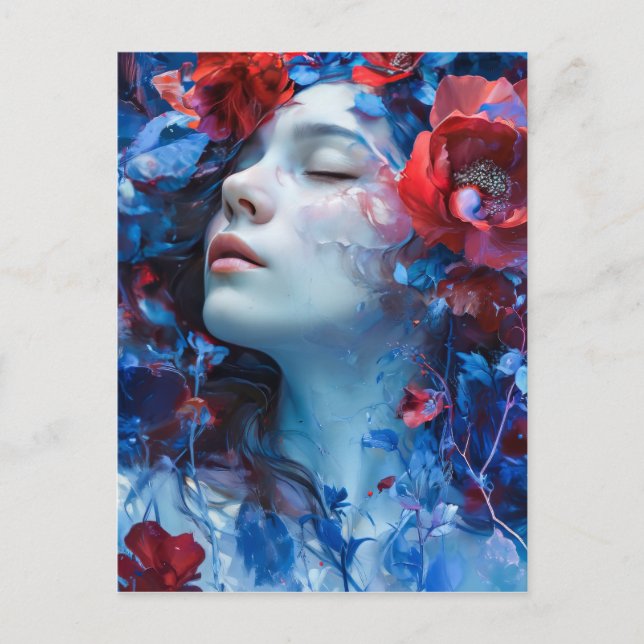 Ruby and Periwinkle Fantasy Woman Postcard (Front)