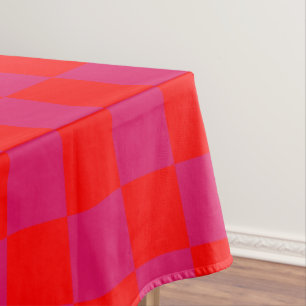 Ruby and Red Checkered Vintage Tablecloth