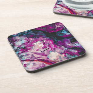 Ruby and Sapphire Crystal Geode Abstract Beverage Coaster
