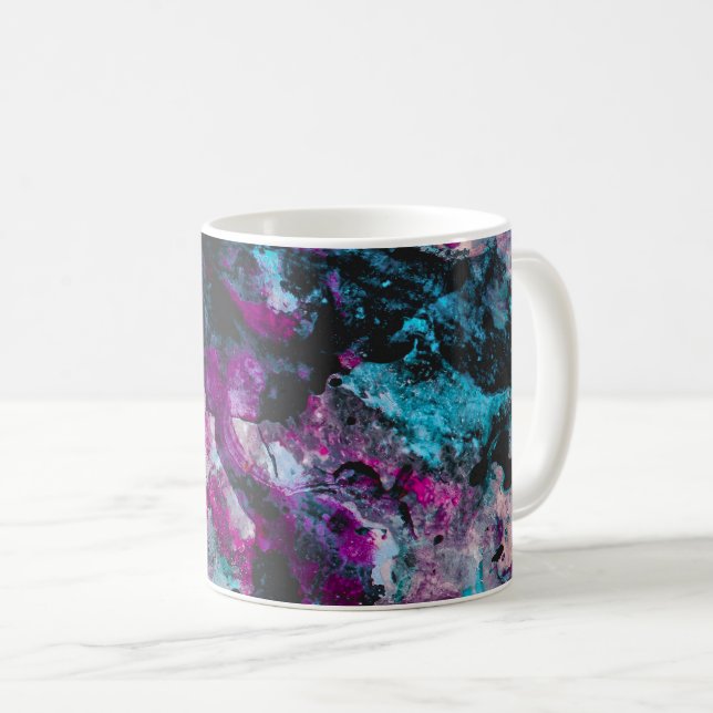 Ruby and Sapphire Crystal Geode Abstract Coffee Mug (Front Right)