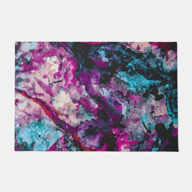 Ruby and Sapphire Crystal Geode Abstract Doormat (Front)