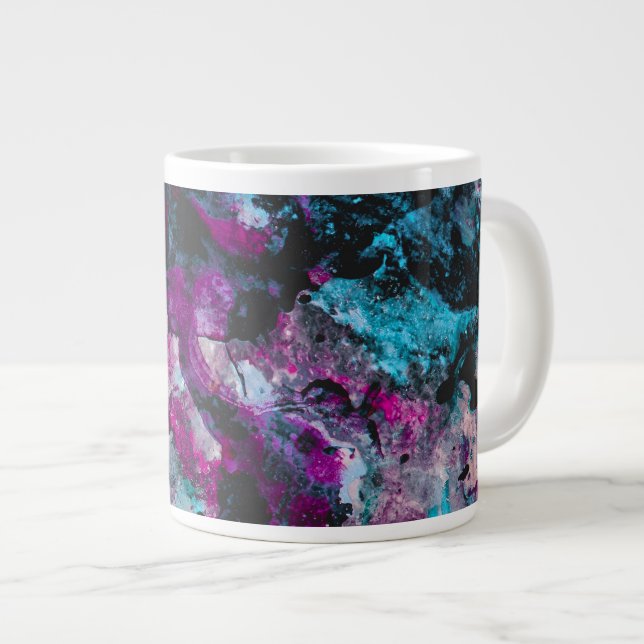 Ruby and Sapphire Crystal Geode Abstract Giant Coffee Mug (Front Right)
