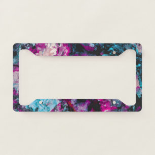 Ruby and Sapphire Crystal Geode Abstract License Plate Frame