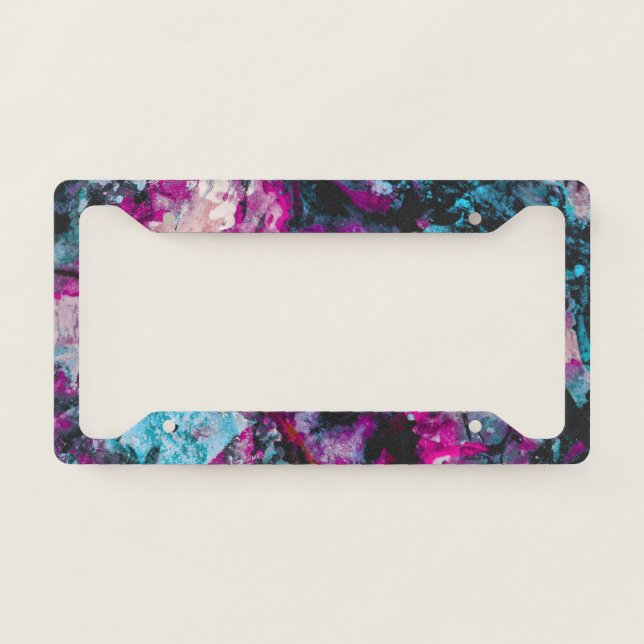 Ruby and Sapphire Crystal Geode Abstract License Plate Frame (Front)