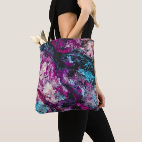 Ruby and Sapphire Crystal Geode Abstract Tote Bag
