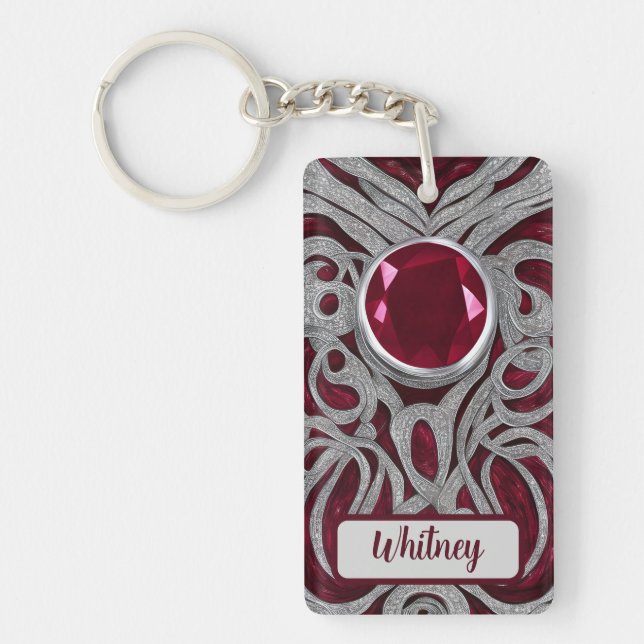 Ruby and Silver Inspired Keychain (01) (Front)