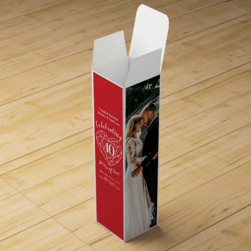 Ruby anniversary 40 years of love custom photo wine box