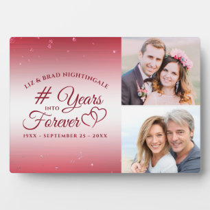 Ruby Anniversary Hearts YEARS INTO FOREVER 2 Photo Plaque