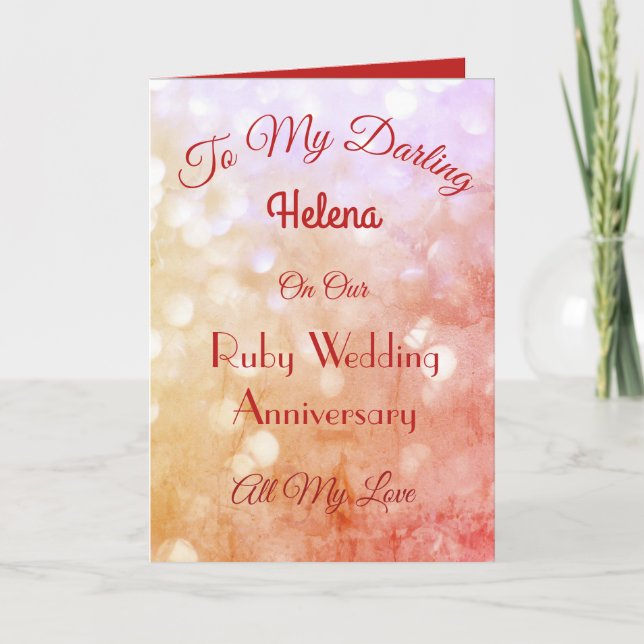 Ruby Anniversary Wife Greeting Card. Card (Front)