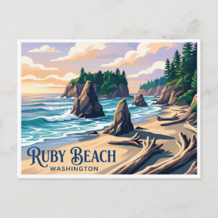 Ruby Beach Forks Washington Postcard