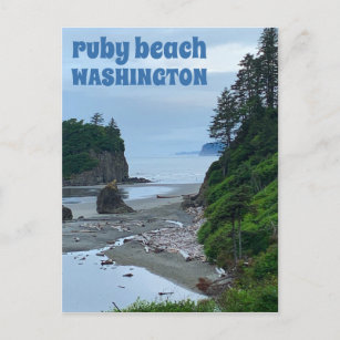 Ruby Beach Washington Olympic Twilight Travel Postcard