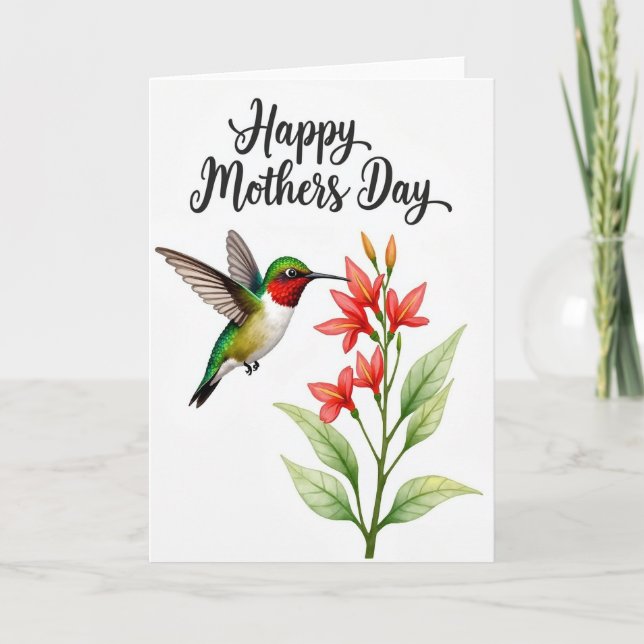 Ruby Bird Blossom Mothers Day Card (Front)