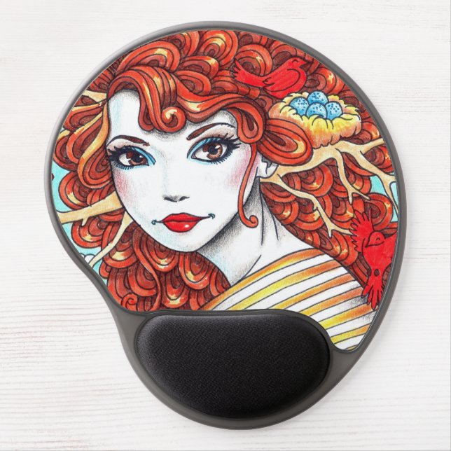 Ruby Bird Rosie Circular Mouse Pad (Front)