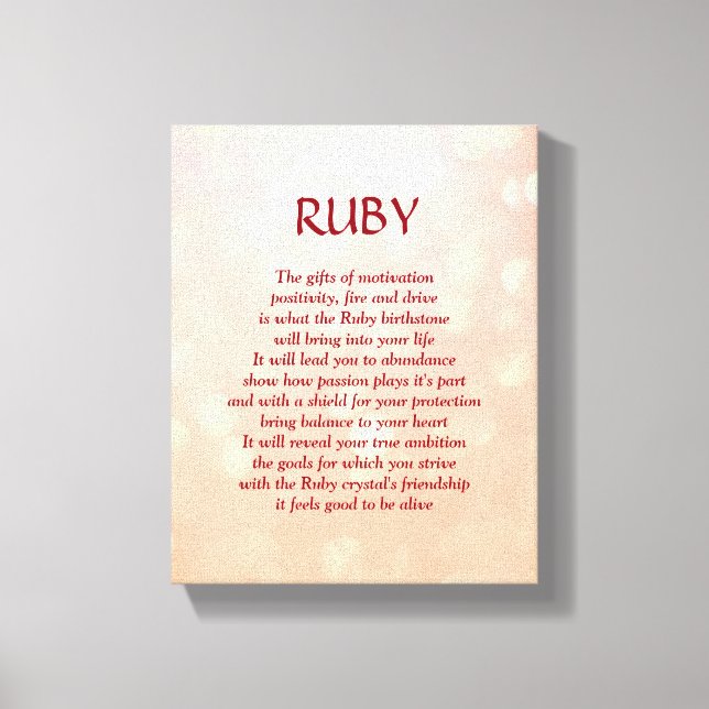Ruby birthstone - July poem art canvas (Front)