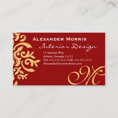 Ruby Black and Gold Elegant Baroque Damask Business Card Templates