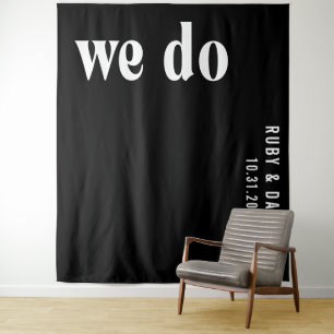 Ruby Black Modern Wedding Backdrop
