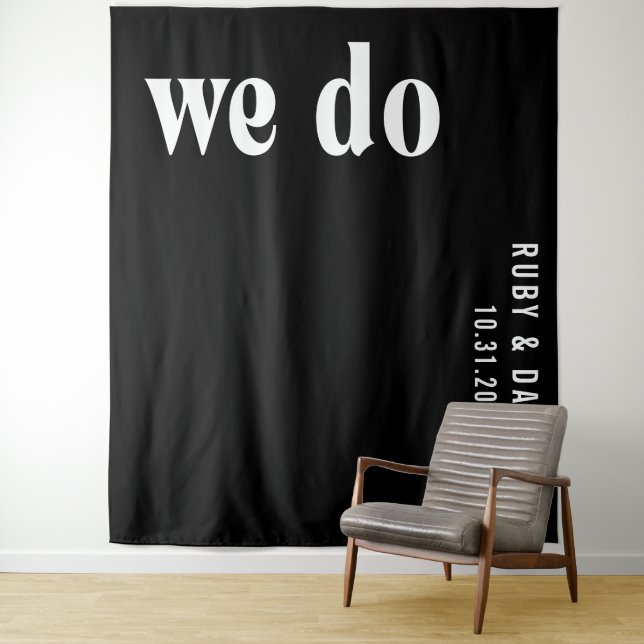Ruby Black Modern Wedding Backdrop (In Situ)