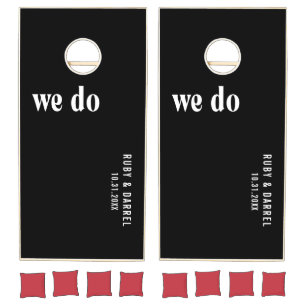 Ruby Black Modern Wedding Cornhole Set