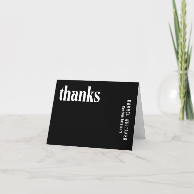 Ruby Black Modern Wedding Letterpress Thank You Card (Front)