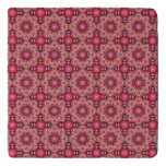 Ruby Bloom Tile – Ornamental Red Floral Pattern Trivet