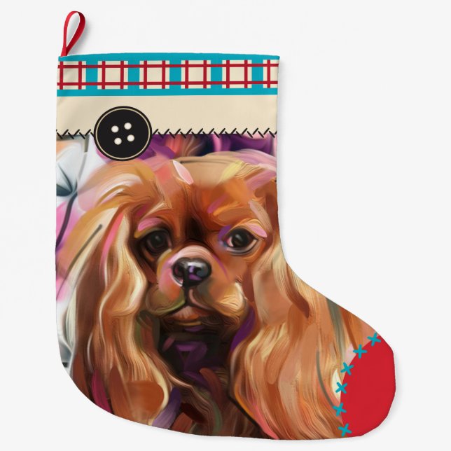 Ruby Cavalier Christmas Stocking | checker (Front)