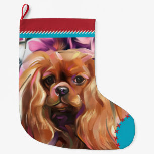 Ruby Cavalier Christmas Stocking red turquoise