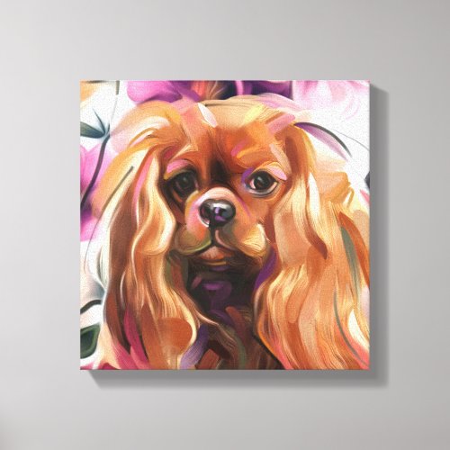 Ruby Cavalier dog art print on canvas