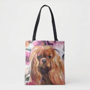 'Ruby' Cavalier dog art tote bag