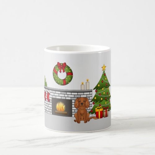 Ruby Cavalier Dog In A Festive Christmas Room Coffee Mug