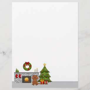 Ruby Cavalier Dog In A Festive Christmas Room Letterhead