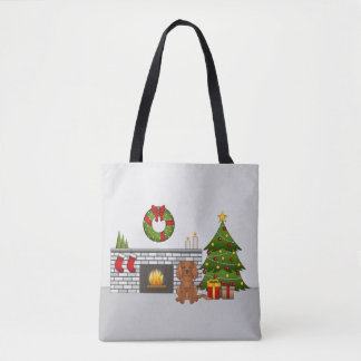 Ruby Cavalier Dog In A Festive Christmas Room Tote Bag