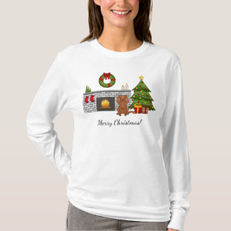 Ruby Cavalier Dog In Festive Christmas Room T-Shirt