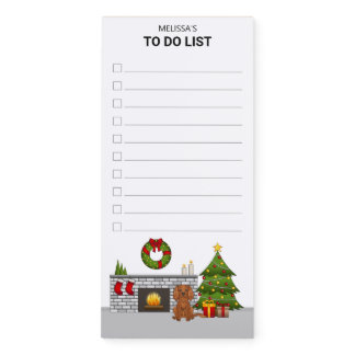 Ruby Cavalier In A Christmas Room To Do List Magnetic Notepad