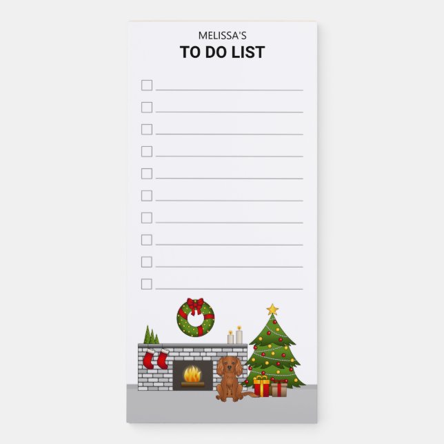 Ruby Cavalier In A Christmas Room To Do List Magnetic Notepad (Front)