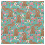 Ruby Cavalier kc Spaniel dog vintage florals Fabric