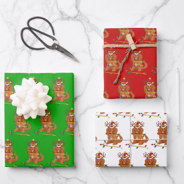 Ruby Cavalier King Charles Christmas Holiday  Wrapping Paper Sheets (Front)