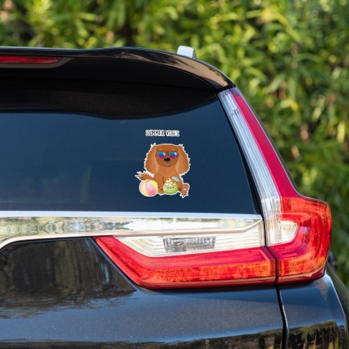 Ruby Cavalier King Charles Spaniel Beach  Sticker