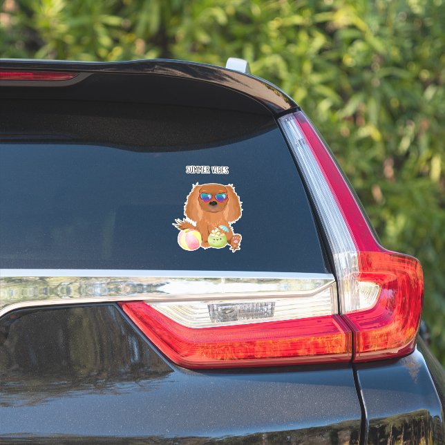 Ruby Cavalier King Charles Spaniel Beach  Sticker (Car Side)