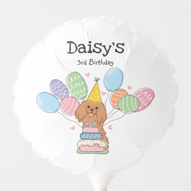Ruby Cavalier King Charles Spaniel Birthday Party Balloon (Front)