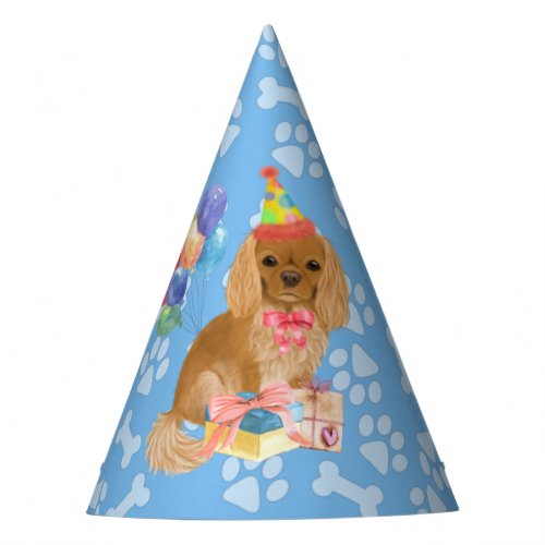 Ruby Cavalier King Charles Spaniel Birthday  Party Hat