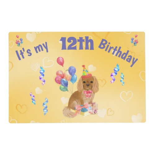 Ruby Cavalier King Charles Spaniel Birthday  Placemat