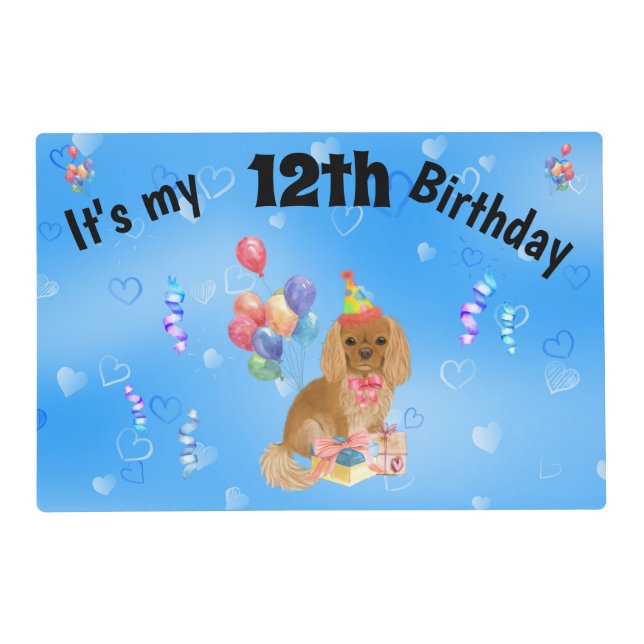 Ruby Cavalier King Charles Spaniel Birthday   Placemat (Front)