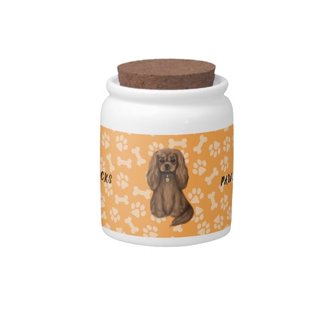 Ruby Cavalier King Charles Spaniel Candy Jar (Front)