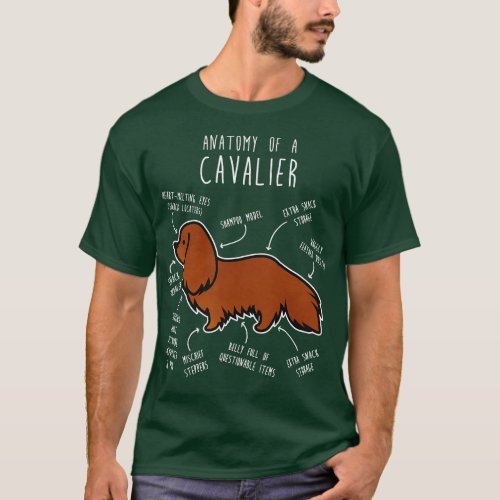 Ruby Cavalier King Charles Spaniel Dog Anatomy T_Shirt