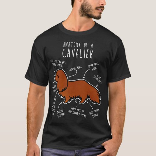 Ruby Cavalier King Charles Spaniel Dog Anatomy T_Shirt