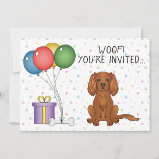 Ruby Cavalier King Charles Spaniel Dog - Birthday Invitation