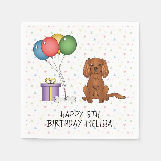 Ruby Cavalier King Charles Spaniel Dog - Birthday Napkins (Front)