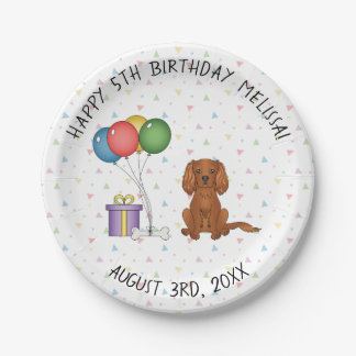 Ruby Cavalier King Charles Spaniel Dog - Birthday Paper Plates