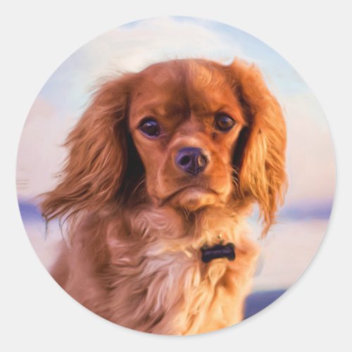 Ruby Cavalier King Charles Spaniel Dog Classic Round Sticker