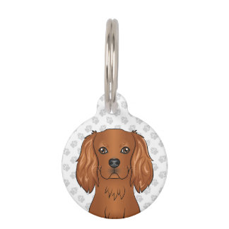 Ruby Cavalier King Charles Spaniel Dog Head Pet ID Tag